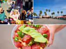 Food Tour - Iconic Venice Beach Food Favorites in South Bay Los Angeles: people enjoying food on a food tour Venice Beach healthy bowl