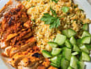 Cooking Class - Vivid Flavors of the Middle East: plate of harissa chicken breast with couscous