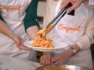 Team Building Cooking Class - Pasta Crafting Fun in Downtown Chicago: plating tomato sauce together
