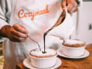 Cooking Class - The Chocolate Soufflé: A French Classic: pouring chocolate sauce non soufflee