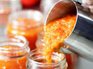 Online Cooking Class - Holiday Chutney From Scratch: pouring chutney into jars