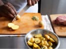 Cooking Class - Cooking With Wine - Date Night in Downtown Dallas: preparing steak and potatoes