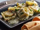 Cooking Class - Handmade Fresh Pasta and Italian Tiramisu: ravioli with alfredo sauce