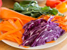 Cooking Class - Plant-Based Mexican Food in Brooklyn: red cabbage, carrots and romaine lettuce