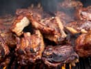 Private Chef - Poolside BBQ Party: ribs grilling on a bbq