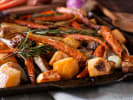 Cooking Class - Cook a Sparkling French Winter Feast - Date Night in Northern Virginia: roasted vegetables on a baking tray