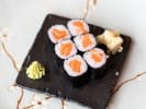 Team Building Cooking Class - Friendly Sushi Rolling Challenge in Austin: salmon hosomaki sushi rolls