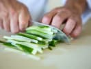 Cooking Class - Intro to Sushi Making: slicing cucumbers for sushi