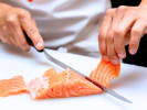 Cooking Class - Japanese Fusion Flavors: slicing salmon