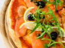 Cooking Class - Pizza Extraordinaire Three Ways: smoked salmon pizza with lemon and arugula garnish