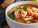 Team Building Cooking Class - Southeast Asian Fusion in Boston Proper: tom yum soup with scallops