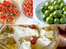 Cooking Class - Modern Mediterranean Mezze in Brooklyn: tomato bruschetta, olives and marinated feta cheese