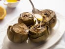 Cooking Class - Italian Vegan Dinner Reinvented in Chicago: topping artichoke with dressing
