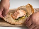 Cooking Class - Gourmet Parisian Dinner - Date Night in Northern Virginia: unwrapping salmon en papillote