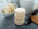 Cooking Class - Silver Platter Macarons in South Bay & Peninsula: chef placing freshly made vanilla bean macarons next to mug