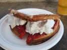 Food Tour - Exploring Bustling Buckman in Portland, OR: waffles with cream and jam