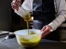 Cooking Class - Dubai Chocolate Dessert Creations: whisking pistachio cream filling