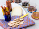 Virtual Wine Tasting - Wine and Gourmet Snack Pairing: wine paired with meat, cheese and crackers