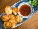 Online Cooking Class - Traditional Wontons and Scallion Pancakes: wontons with chili garlic sauce