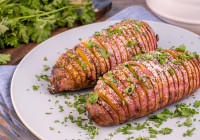 Hassleback Sweet Potatoes Shot