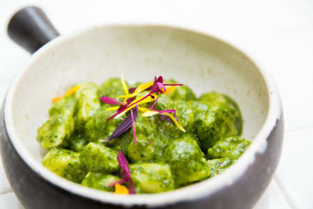 Pesto Drizzled Gnocchi