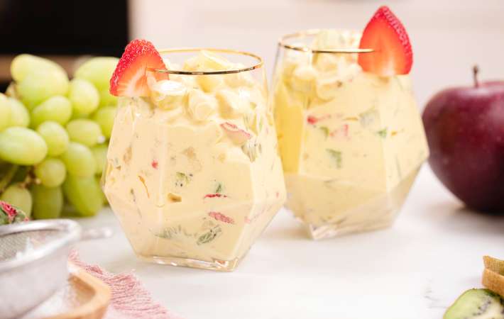 creamy fruit salad is a quick and refreshing treat