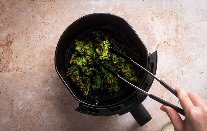 for a healthy vegan air fryer recipe, try air fried kale chips