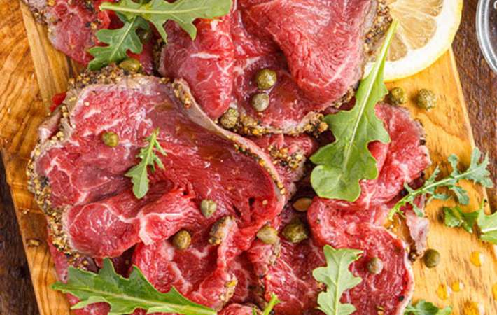 beef carpaccio is has a delightful range of tastes and textures
