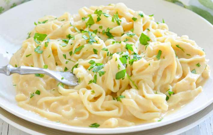 cauliflower alfredo is a lighter cream based vegan pasta sauce recipe