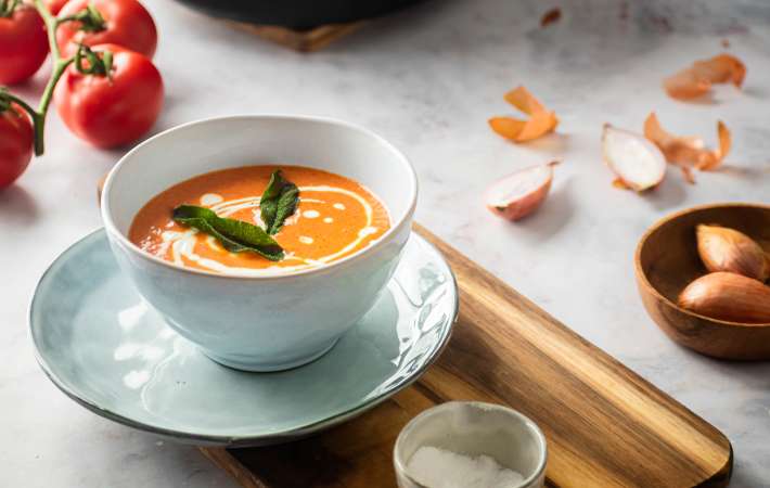 creamy tomato soup is a rustic vegetable soup recipe
