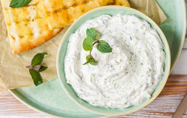 cucumber dip is a light and refreshing healthy game day appetizer