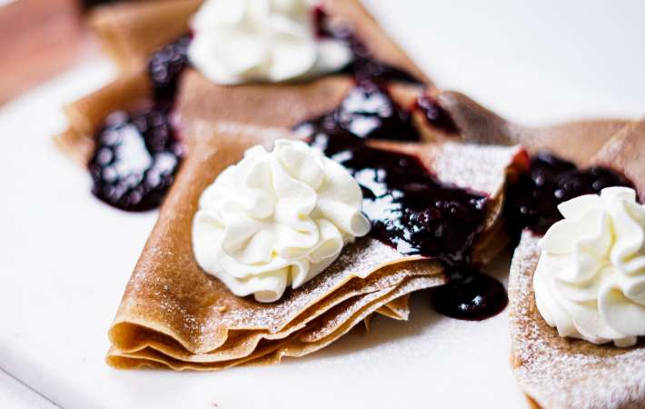 blueberry crepes are an elegant christmas breakfast recipe