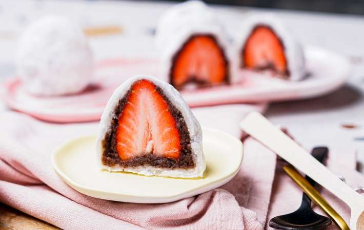 strawberry mochi is a delicious combination of textures and flavors