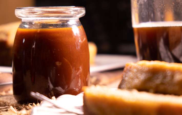 bourbon caramel sauce is an easy gluten free dessert sauce