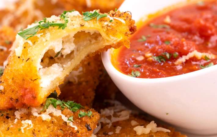 fried ravioli is a fun and delicious easy super bowl appetizer