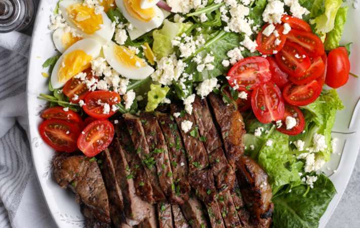 steak salad is satisfying and full of nutrients