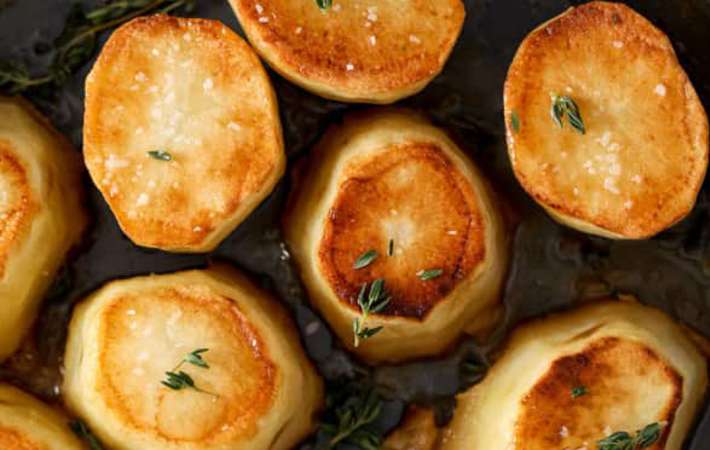 fondant roast potatoes are crisp and fluffy