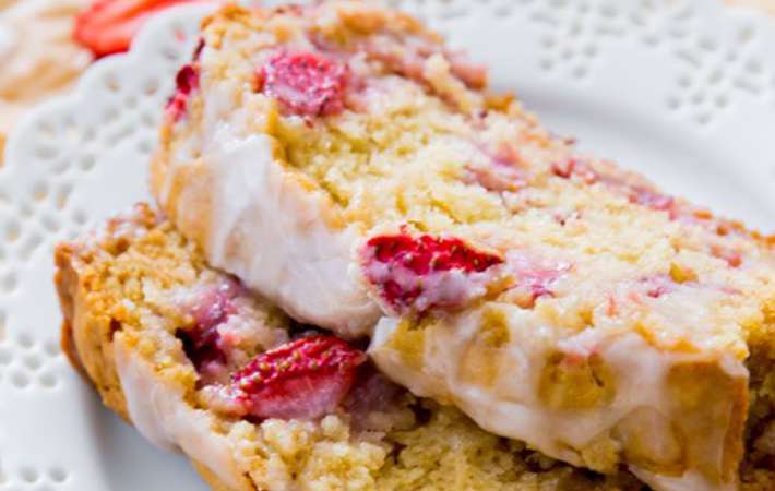 glazed strawberry bread is a moist, fruity easy strawberry dessert