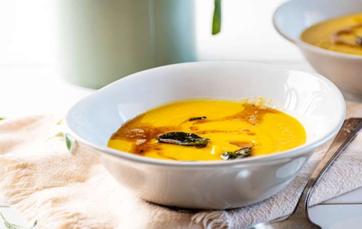 instant pot butternut squash soup is a creamy and cozy vegetarian soup recipe