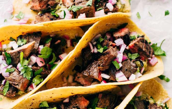 marinated mojo steak tacos with quick guac is a complete and satisfying steak dinner