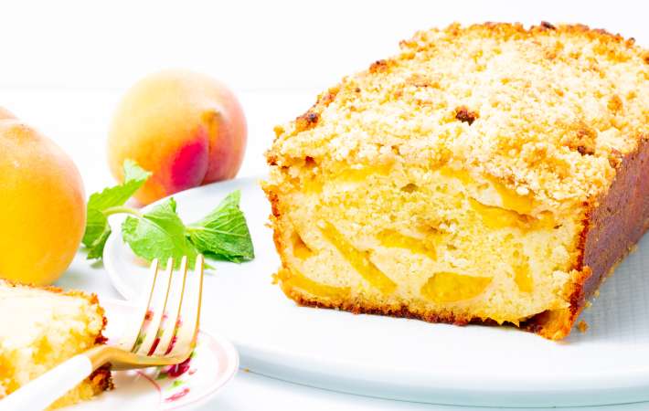 tender and moist peach cobbler pound cake is a perfect summer dessert