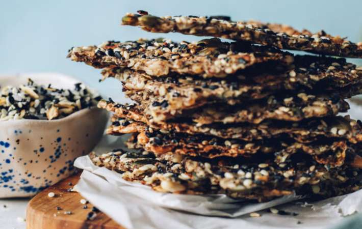 easy seed crackers with everything bagel seasoning is filled with heart healthy seeds