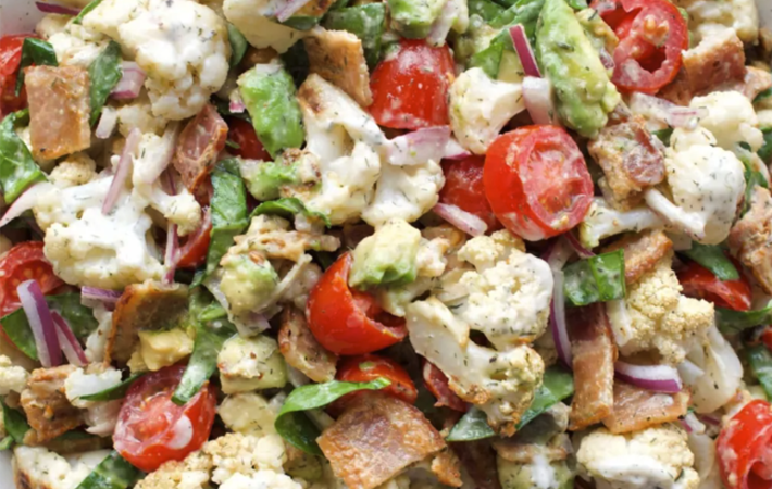 blt cauliflower salad is an innovative twist on a keto lunch idea