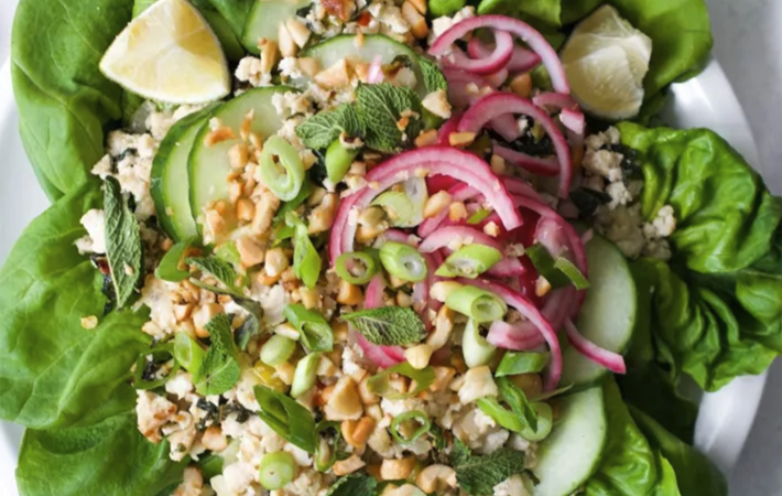 thai chicken larb salad is a fresh and flavorful healthy keto lunch idea