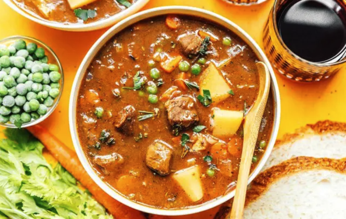 this vegan beef stew is a traditional vegetarian soup recipe