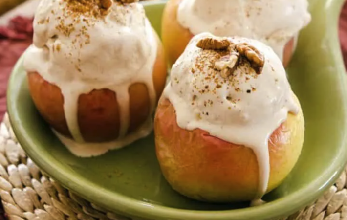 baked apple cinnamon sundaes are a comforting and wholesome healthy vegan treat