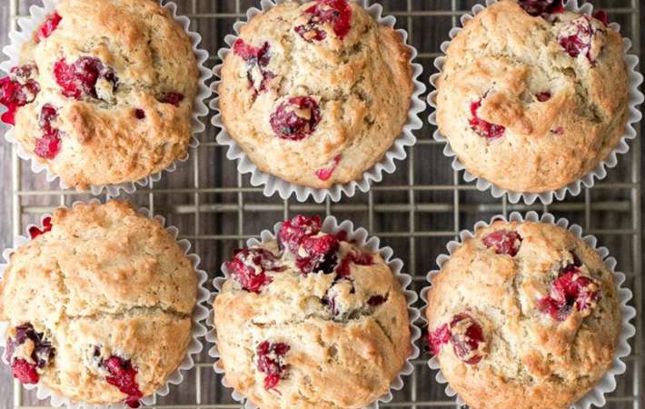 cranberry yogurt muffins are bright, moist and tender