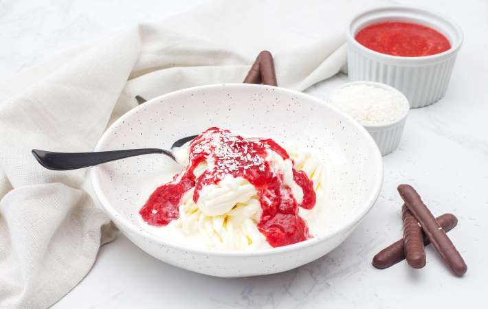german spaghetti ice cream is a delightful frozen strawberry dessert