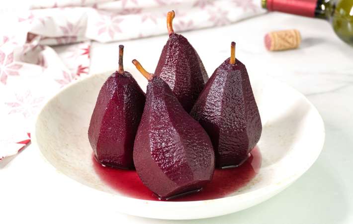 poached pears in red wine is an elegant gluten free holiday dessert