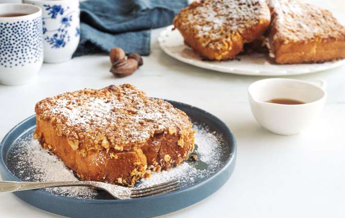 french toast gets a holiday upgrade with this eggnog french toast